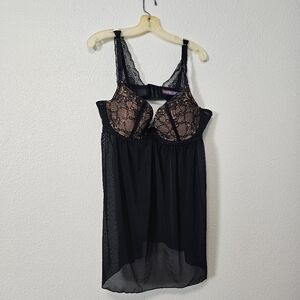Adore Me Elegant Black Lace Chemise Sz 2X